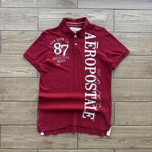 Y2K Aeropostale 87 Red Burgundy Polo shirt